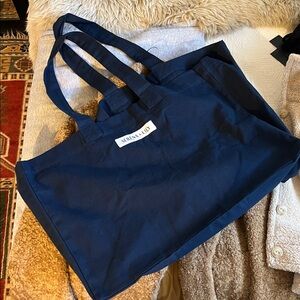 Serena & Lily XL Canvas Tote Bag in Navy